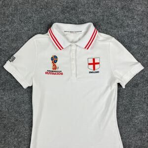 FIFA World Cup England Polo Womens White S Embroidered Soccer Shirt 2018 Russia